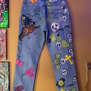 Levi's Blue Embroidered Boyfriend Jeans